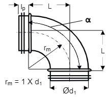 BDG90 125 - Geperste bocht Ø125 90° met rubber - gegalvaniseerd staal